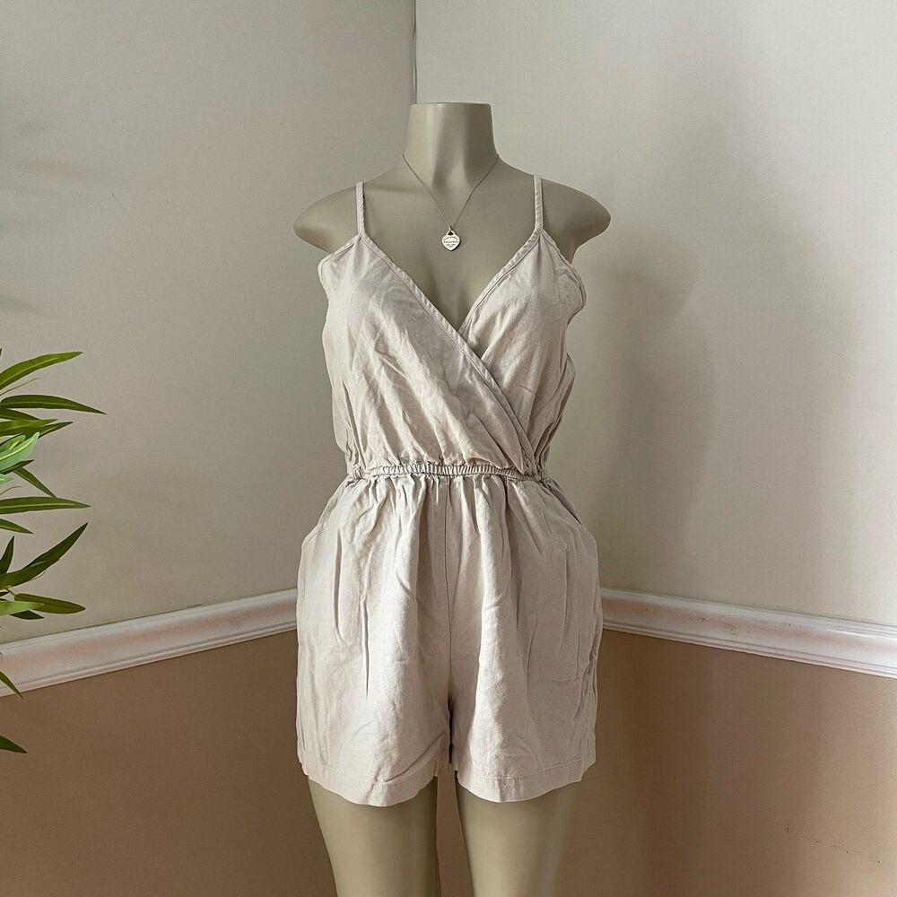 Ci Sono Women's Linen Pocket Romper